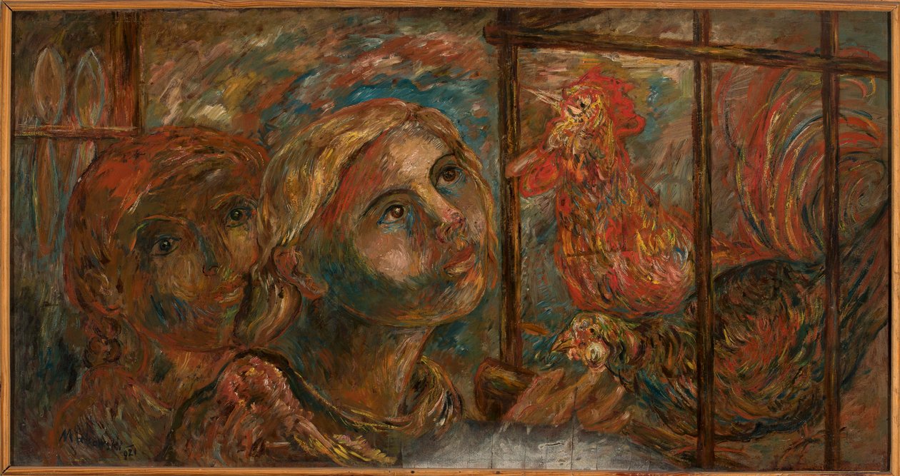 Los niños y los gallos de Tadeusz Makowski