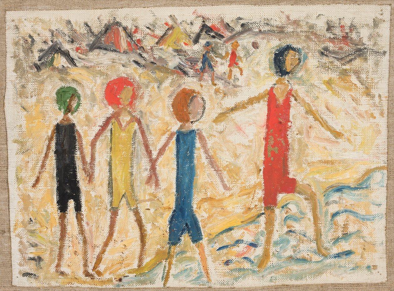 Niños en la playa de Tadeusz Makowski