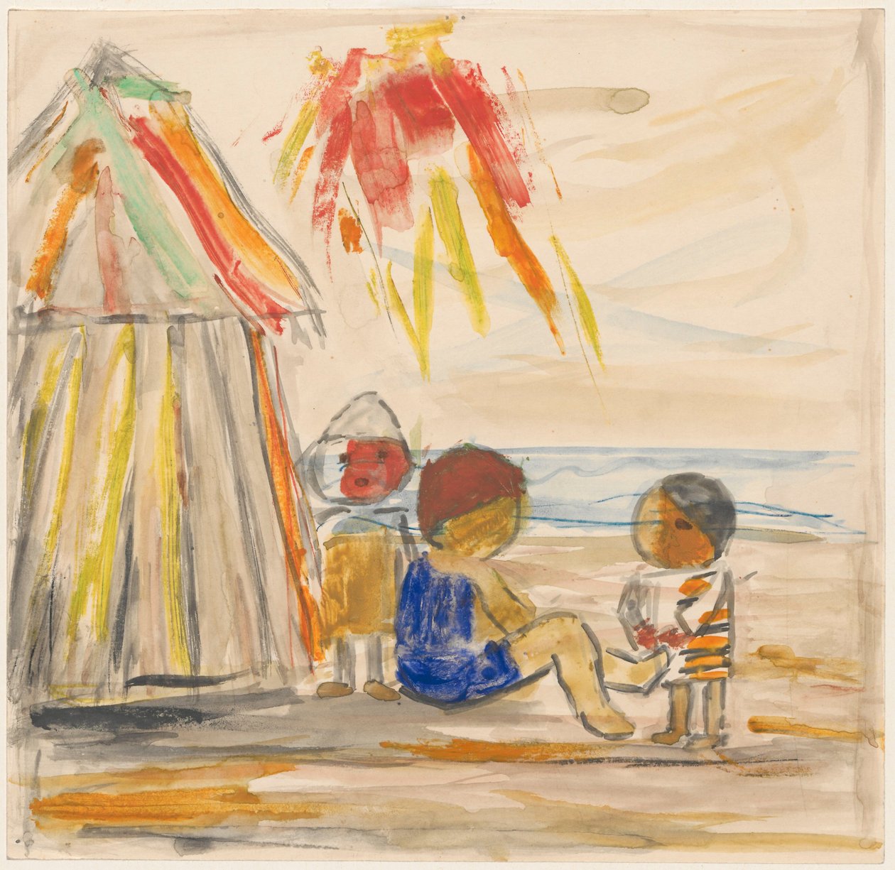 Niños en la playa de Tadeusz Makowski