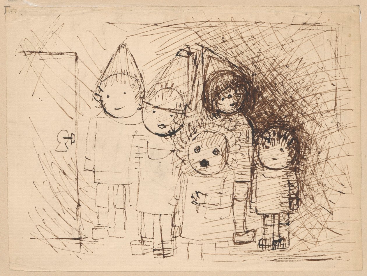 Niños junto a la puerta con la llave de Tadeusz Makowski