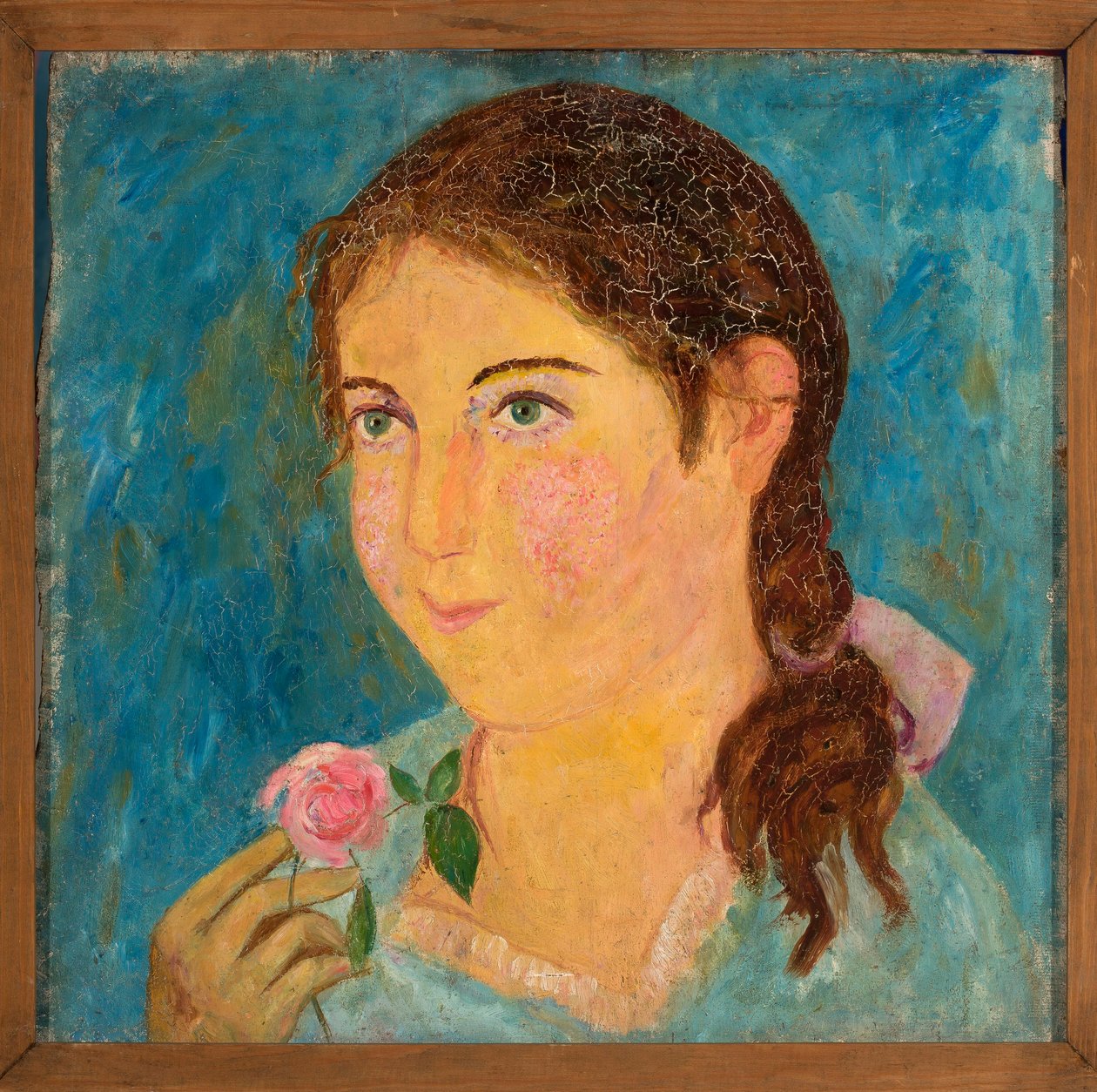 Una chica con una rosa en la mano de Tadeusz Makowski