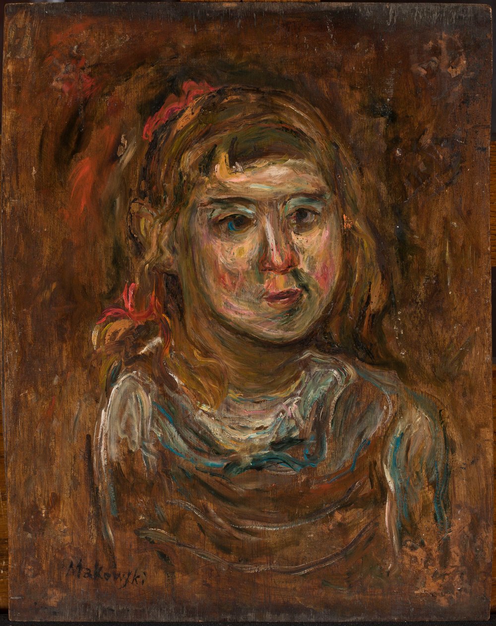 Niña con una cinta roja de Tadeusz Makowski
