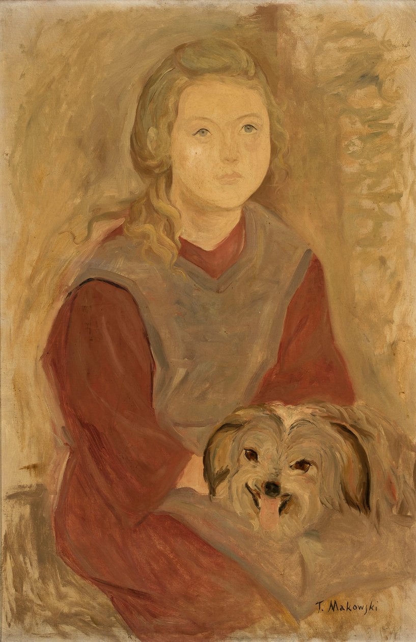 Niña con un perro de Tadeusz Makowski