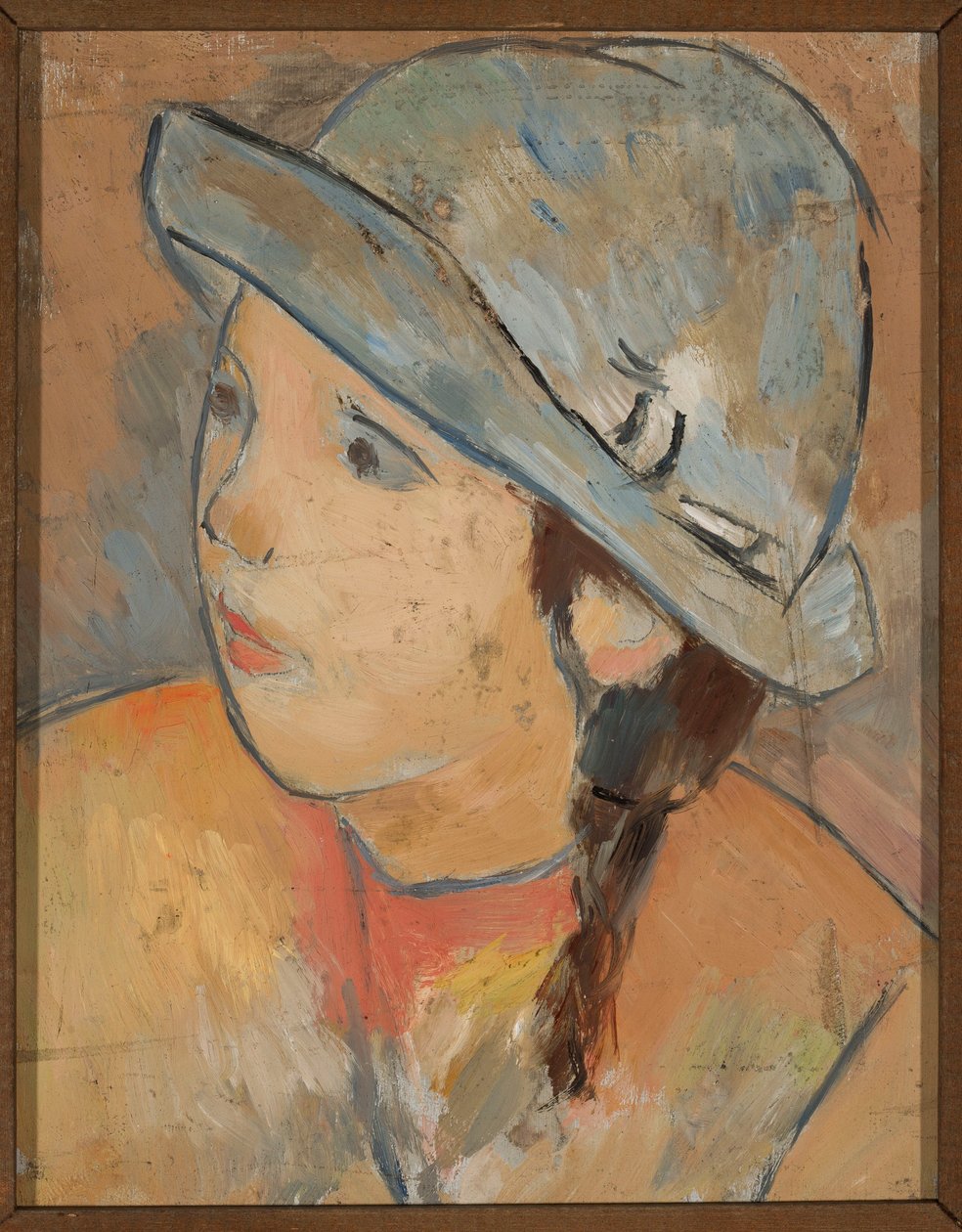 Cabeza de niña con sombrero azul de Tadeusz Makowski