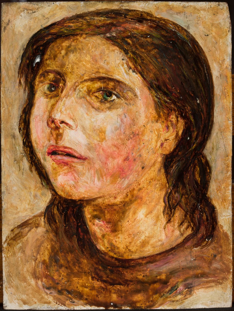 Cabeza de niña con la boca entreabierta de Tadeusz Makowski