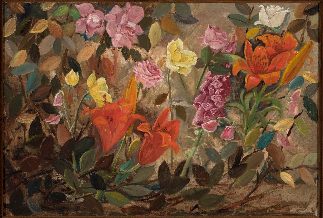 Flores en el jardín de Tadeusz Makowski