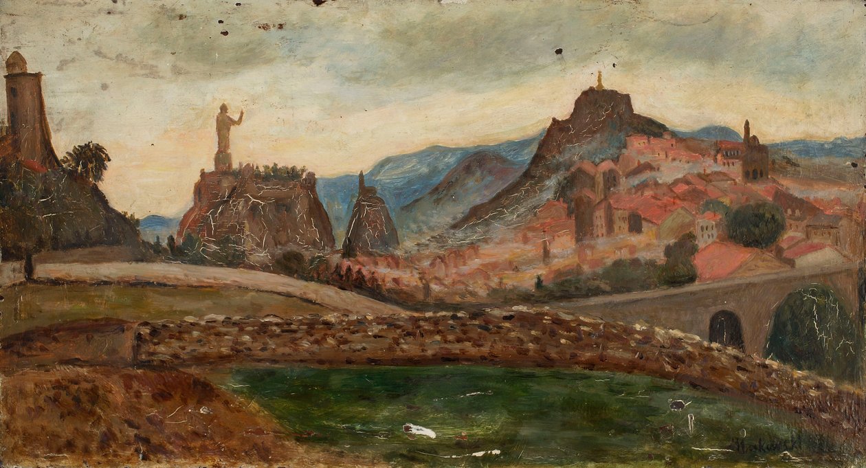 Pequeña ciudad sobre una colina (Alrededores de Le Puy con el Castillo de Polignac) de Tadeusz Makowski
