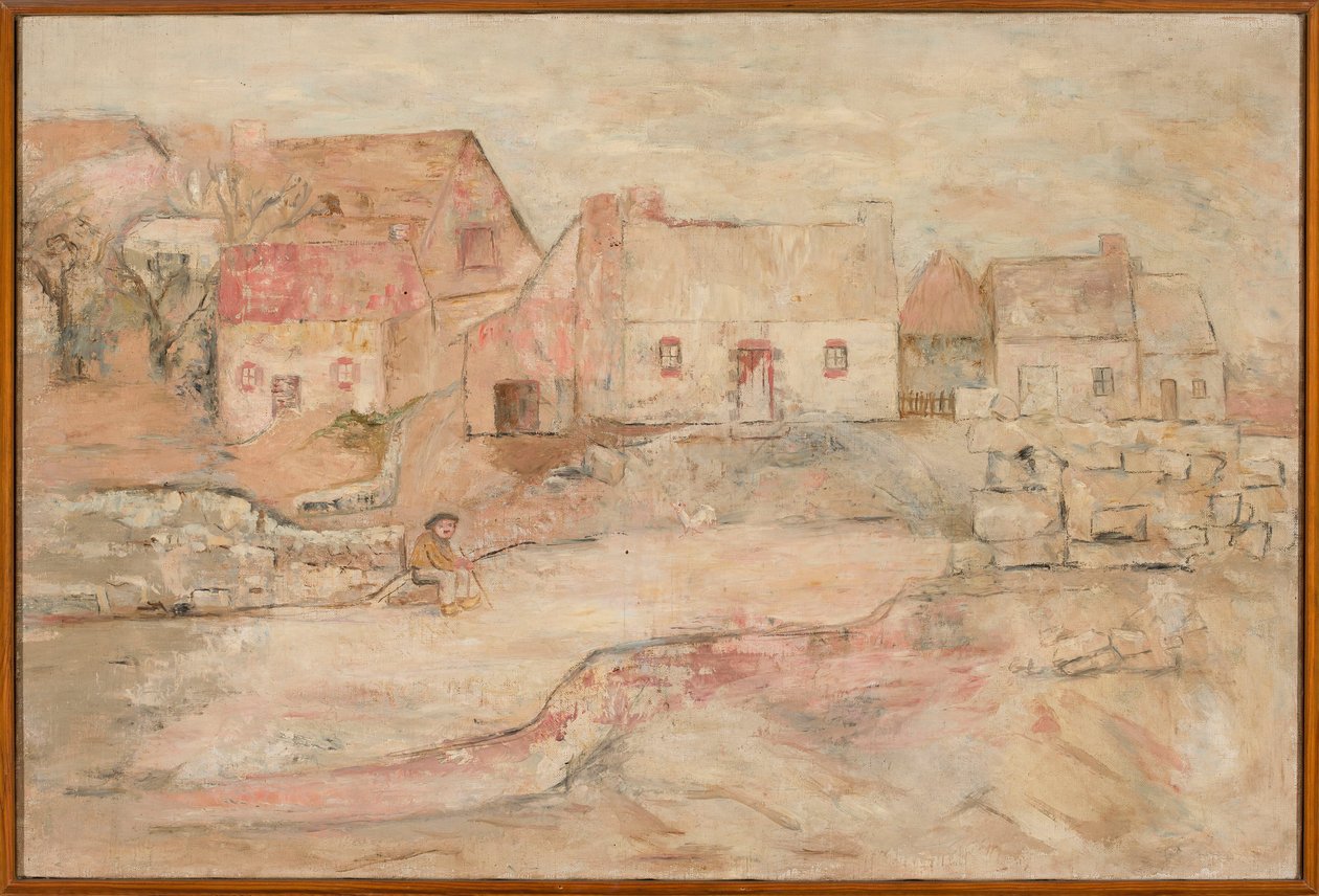 Paisaje bretón con un hombre sentado de Tadeusz Makowski