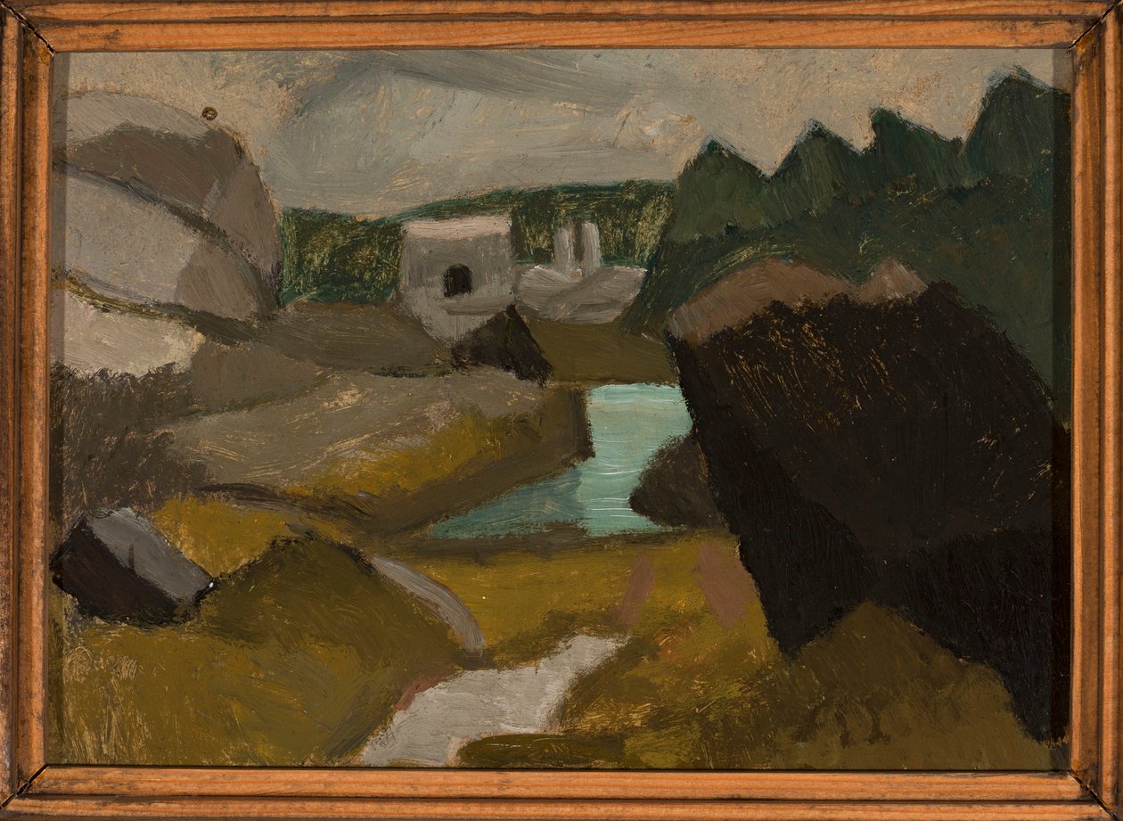 Paisaje rocoso con agua de Tadeusz Makowski