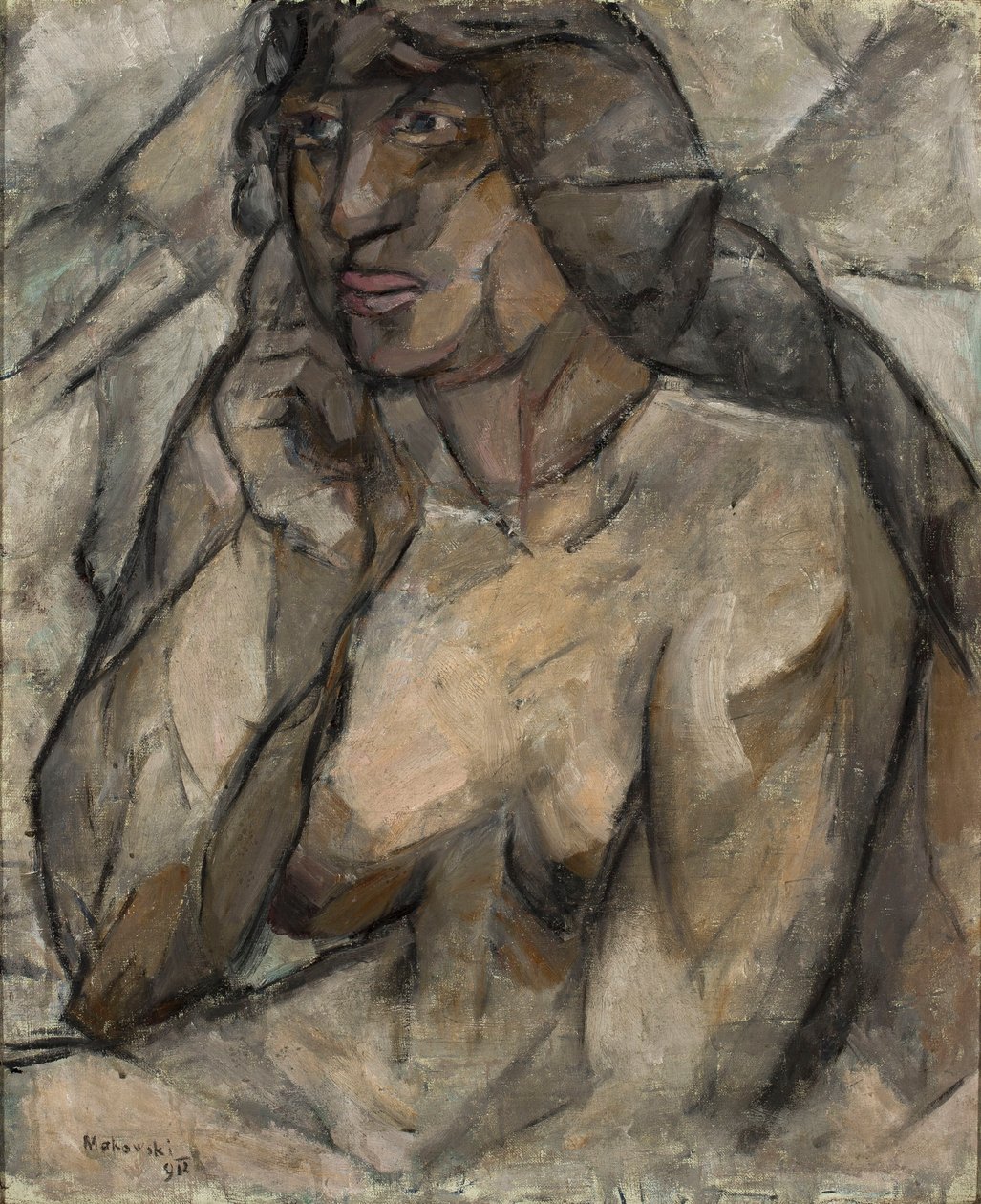 Estudio de desnudo (semidesnudo femenino) de Tadeusz Makowski