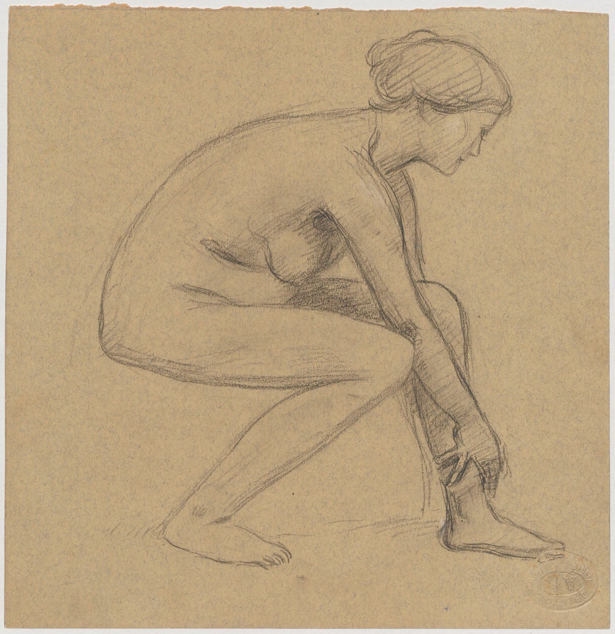 Estudio del desnudo de una mujer sentada de Tadeusz Makowski