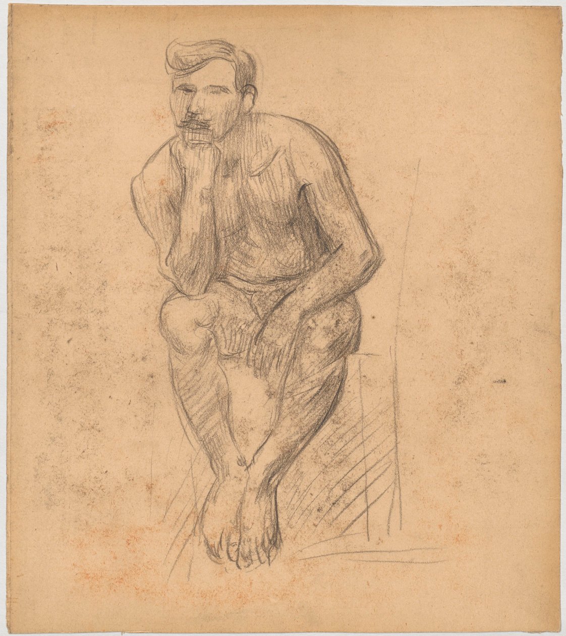 Estudio del desnudo de un hombre sentado de Tadeusz Makowski