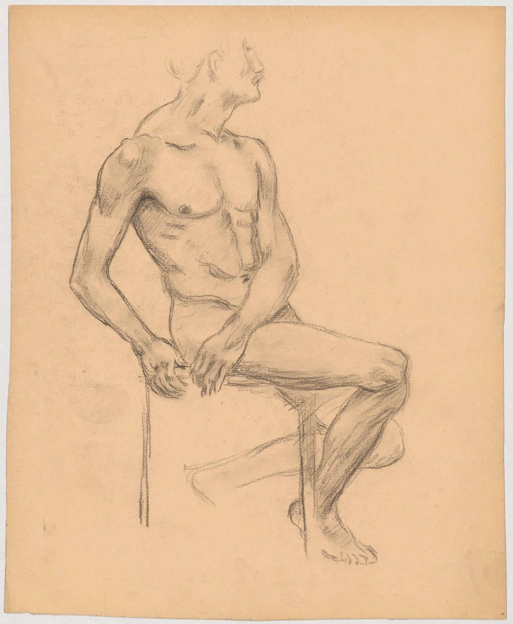 Estudio de desnudo masculino sentado de Tadeusz Makowski