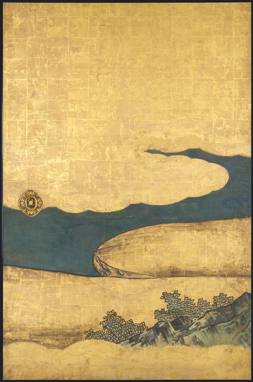 Una partida de Go, de los Cuatro
realizaciones, principios del siglo XVII (Pantalla deslizante; tinta, color y oro sobre papel) de Takanobu Kano