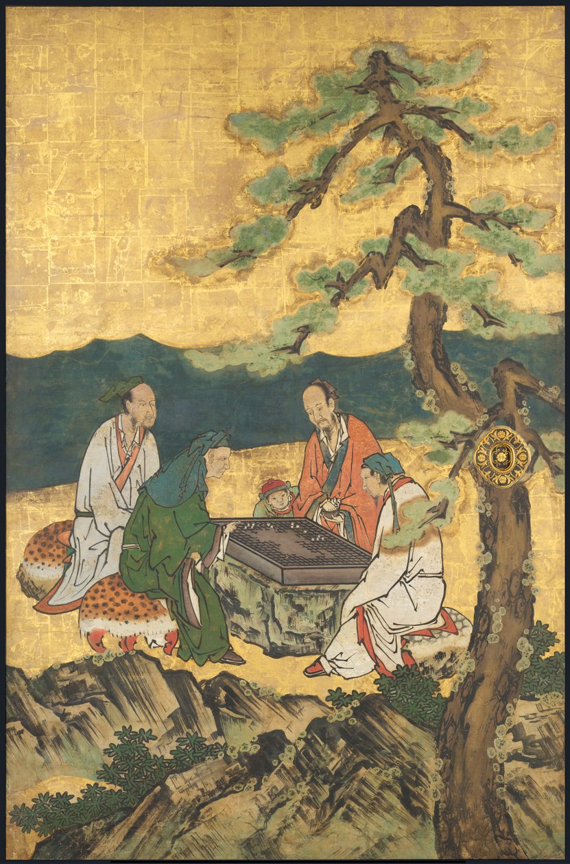 Una partida de Go, de los Cuatro
realizaciones, principios del siglo XVII (Pantalla deslizante; tinta, color y oro sobre papel) de Takanobu Kano