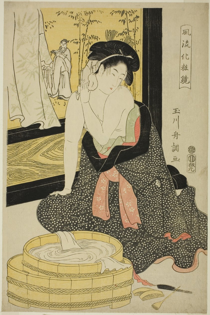 Espejo de la elegancia (Furyu kesho kagami) (grabado en madera en color; oban) de Tamagawa Shucho