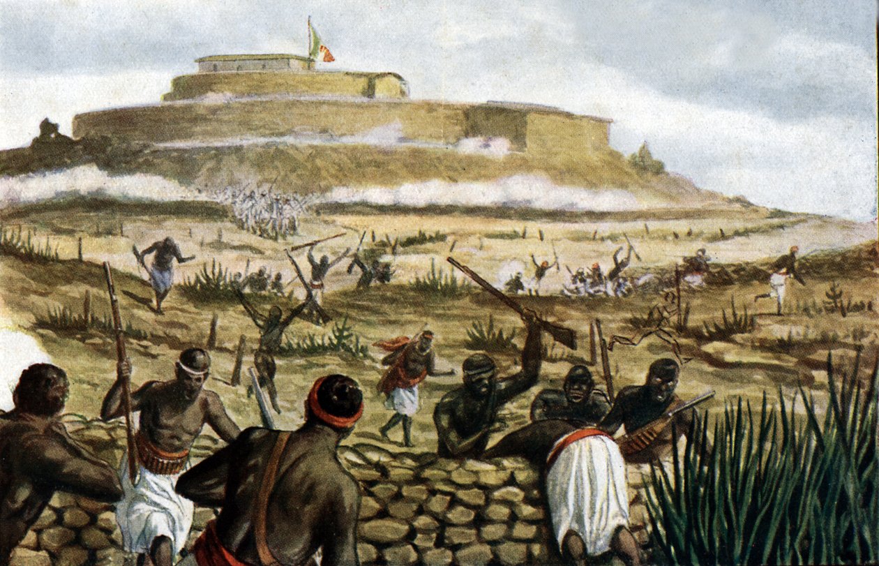 Monte Abba Gerima (Abba Garima) en la Batalla de Adwa, 1 de marzo de 1896, ilustración de Storia d