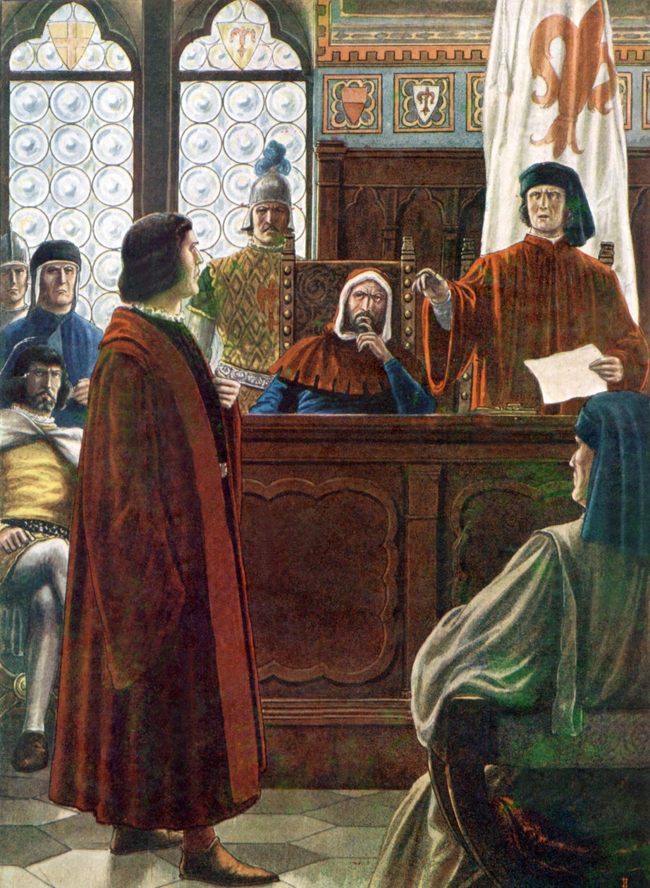 COSIMO DE MEDICI, Gran Duque de Toscana, aquí defendiéndose de las acusaciones de sus enemigos. de Tancredi Scarpelli