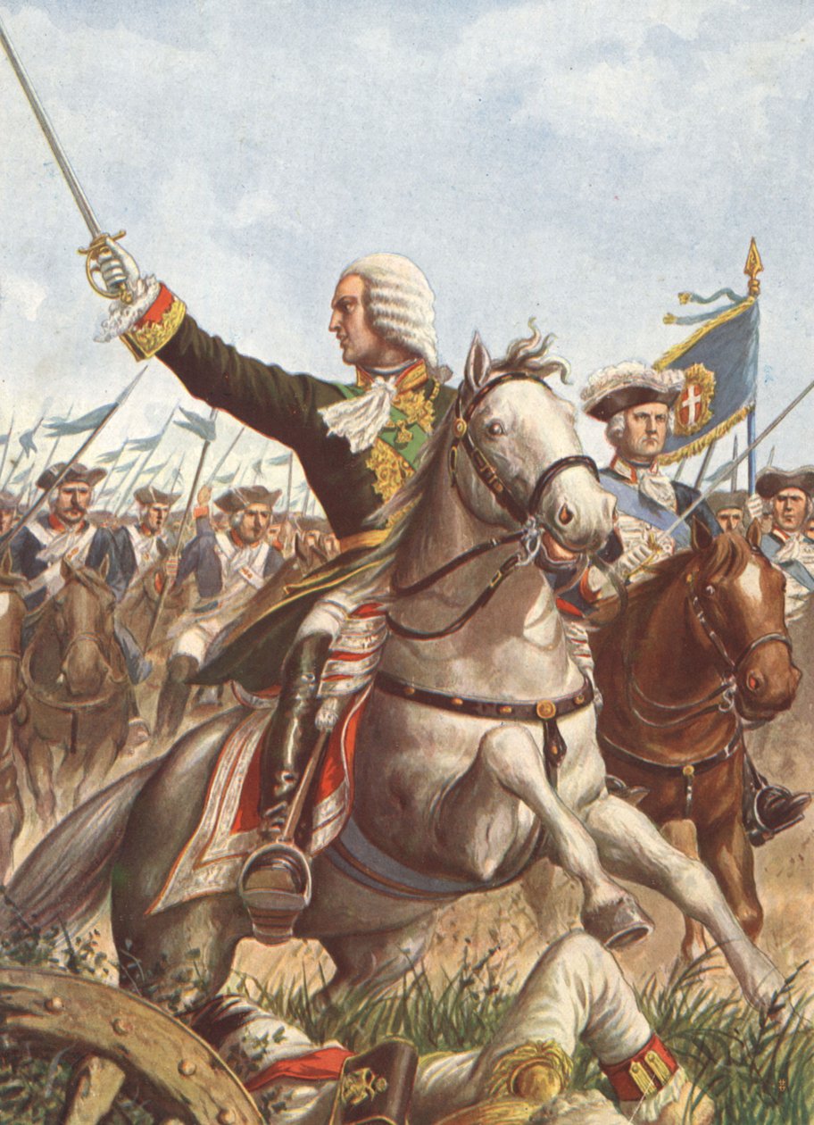 Carlos Manuel III en la batalla de Guastalla en 1734 de Tancredi Scarpelli