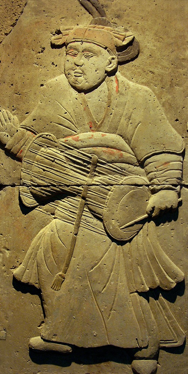 Estela que representa a un músico de Tang Dynasty Chinese School
