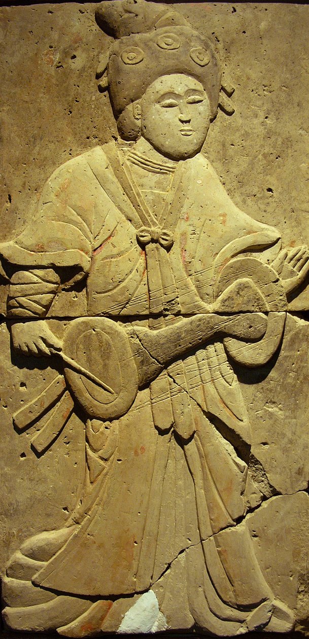 Estela de terracota con músico, Dinastía Tang de Tang Dynasty Chinese School