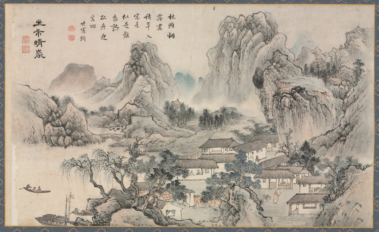 One of Eight Views of Xiao and Xiang Rivers de Tani Buncho