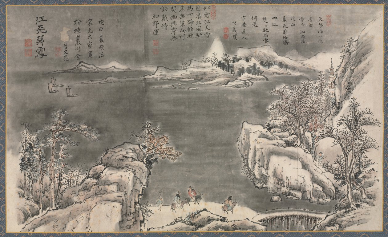 One of Eight Views of Xiao and Xiang Rivers de Tani Buncho
