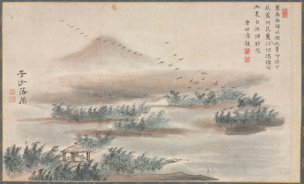 One of Eight Views of Xiao and Xiang Rivers de Tani Buncho