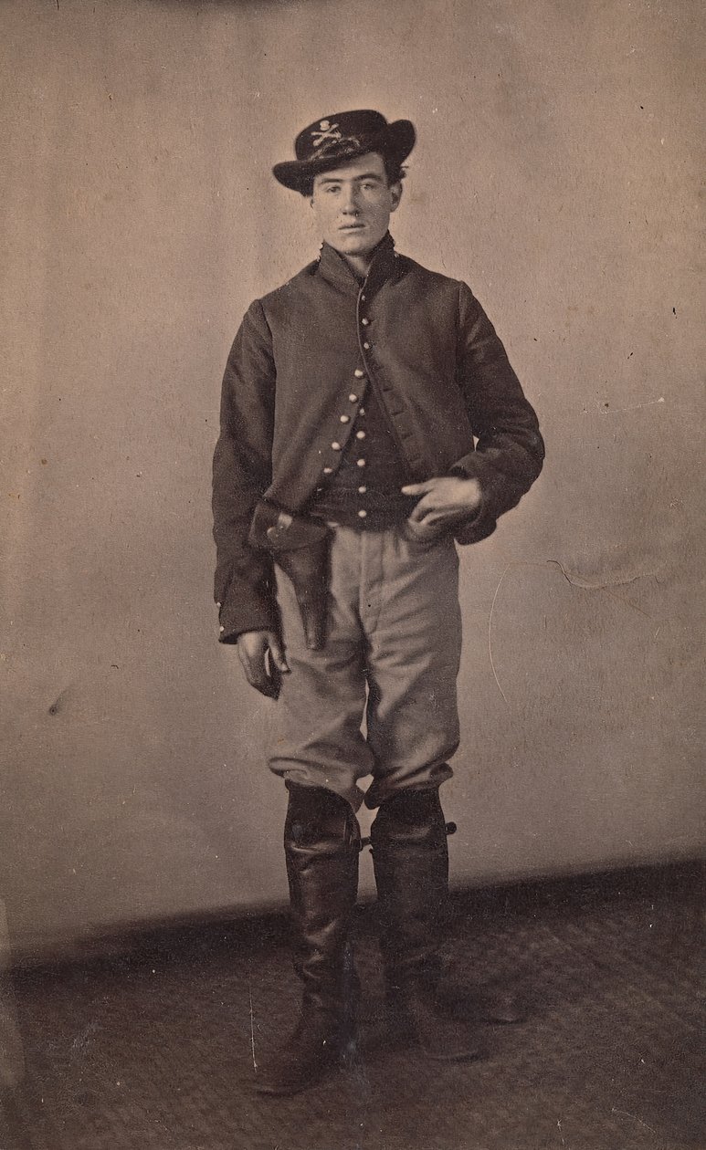 Soldado de caballería de la Unión con pistola en la funda, 1861-65 de Tappin