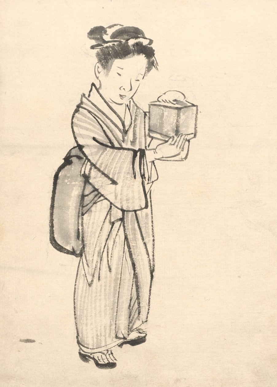 Girl Holding a Cricket Cage de Tawaraya Sōri