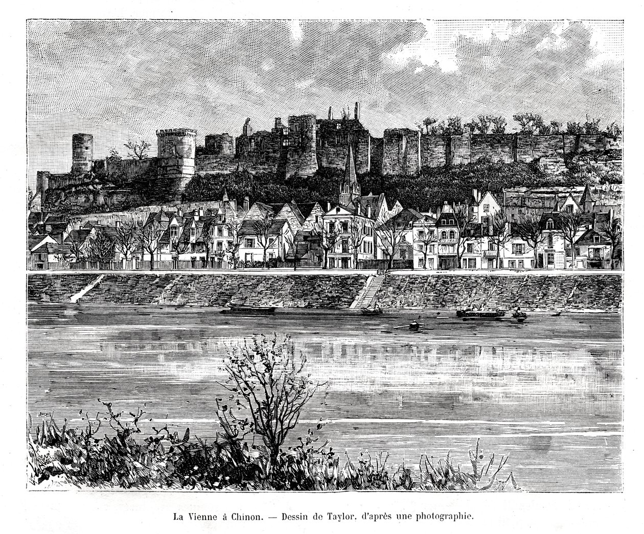 Chinon y el río Vienne, Francia, siglo XIX de Taylor