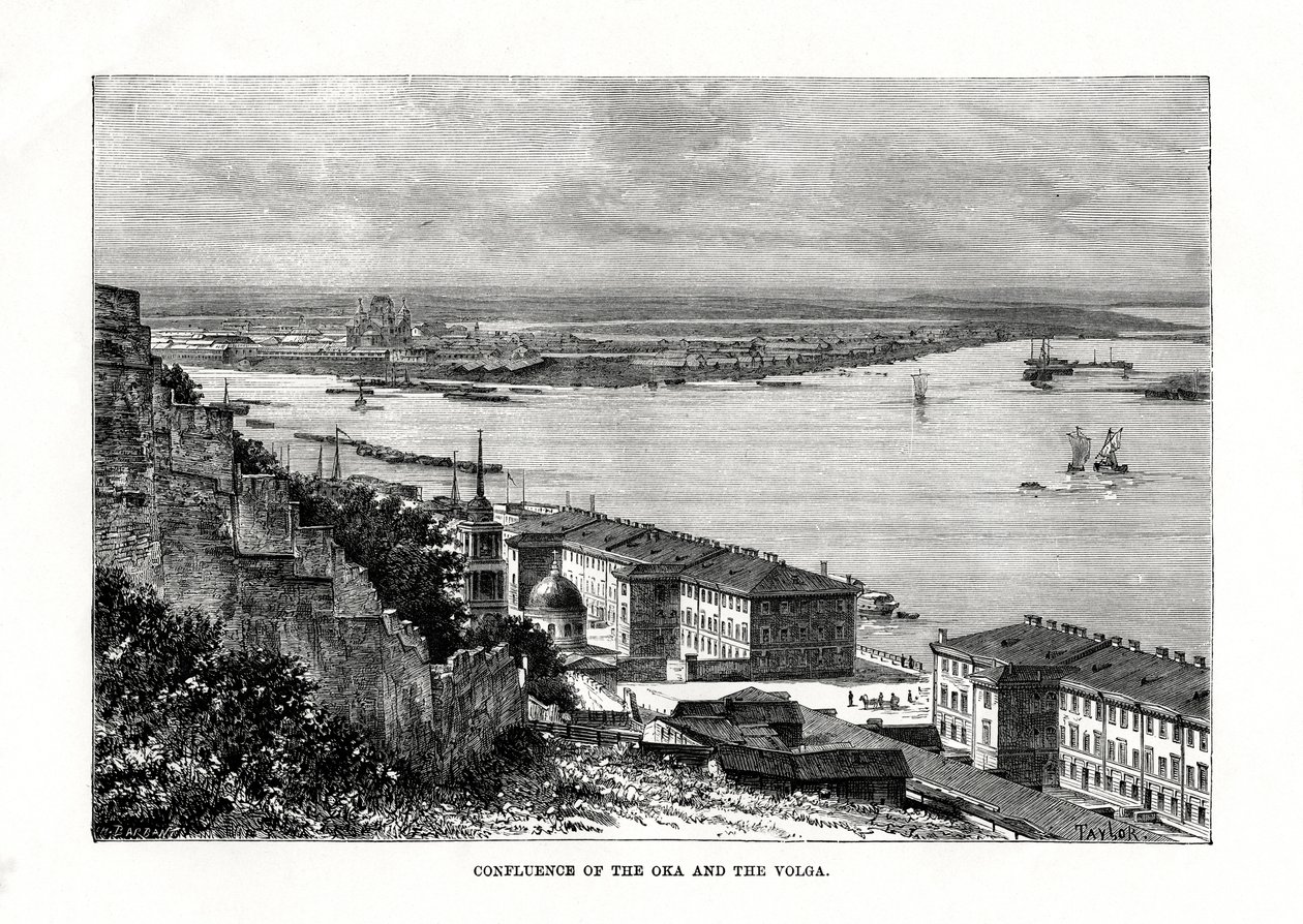 Confluencia del Oka y el Volga, Rusia, 1879 de Taylor