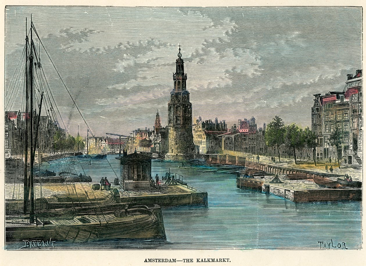 El Kalkmarkt, Ámsterdam, Países Bajos, c1880 de Taylor