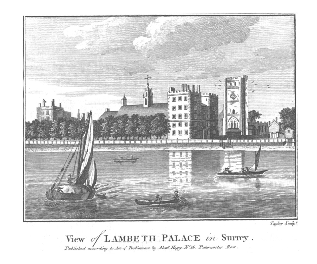 Vista del Palacio de Lambeth en Surrey, finales del siglo XVIII de Taylor