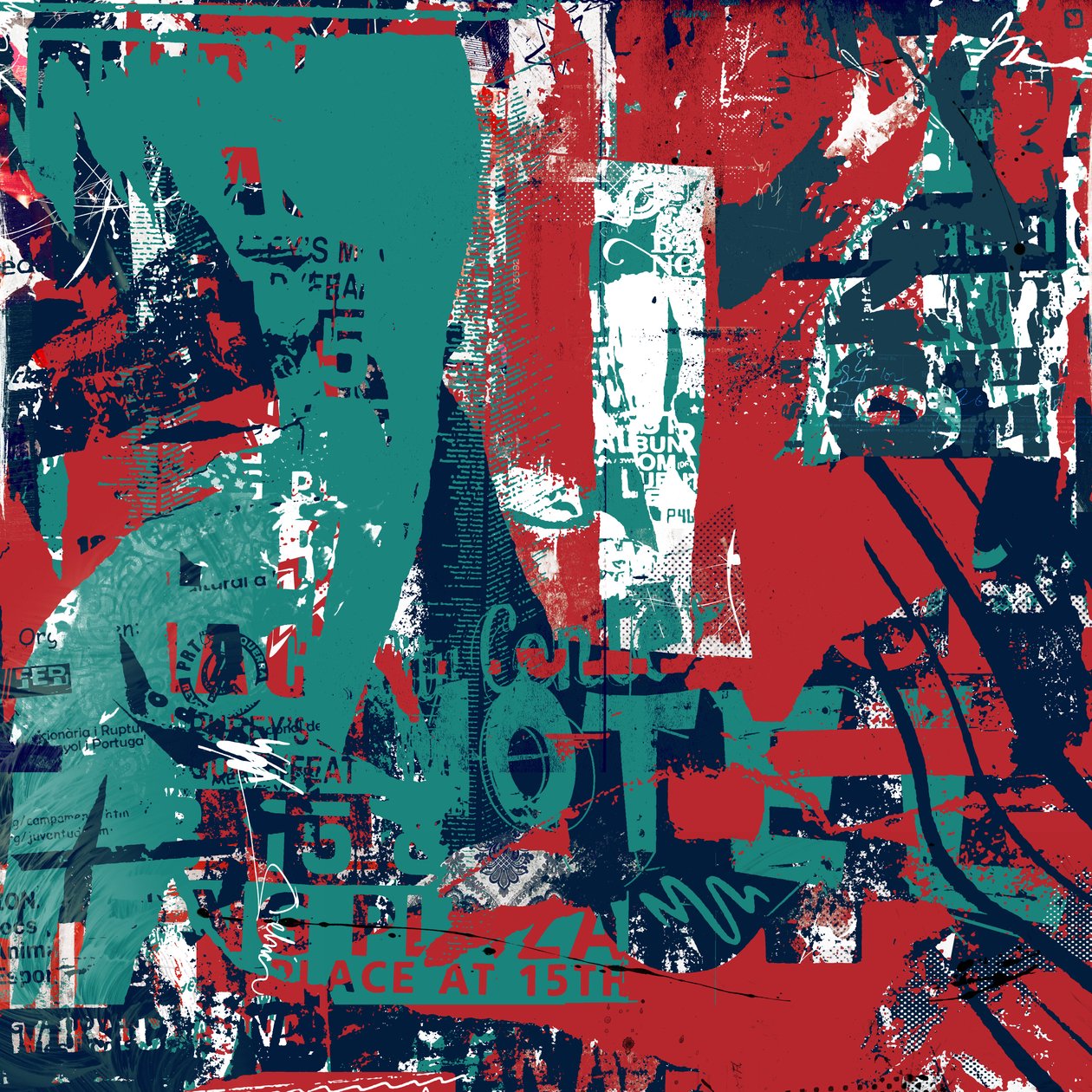 Abstracción II, 2016 (Collage sobre lienzo) de Teis Albers