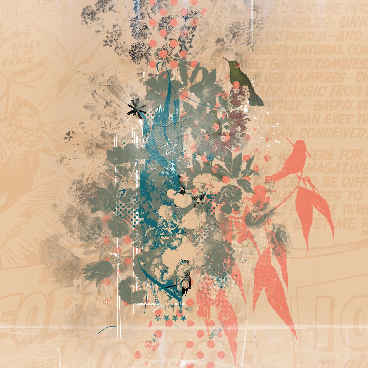 Ramas de pájaro, 2015 (Collage sobre lienzo) de Teis Albers