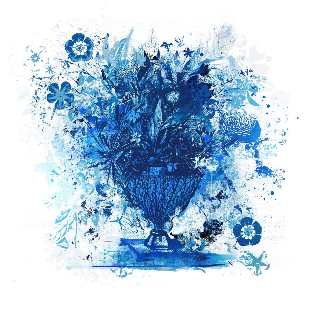 Bouquet in Blue, 2018 (técnica mixta sobre lienzo) de Teis Albers
