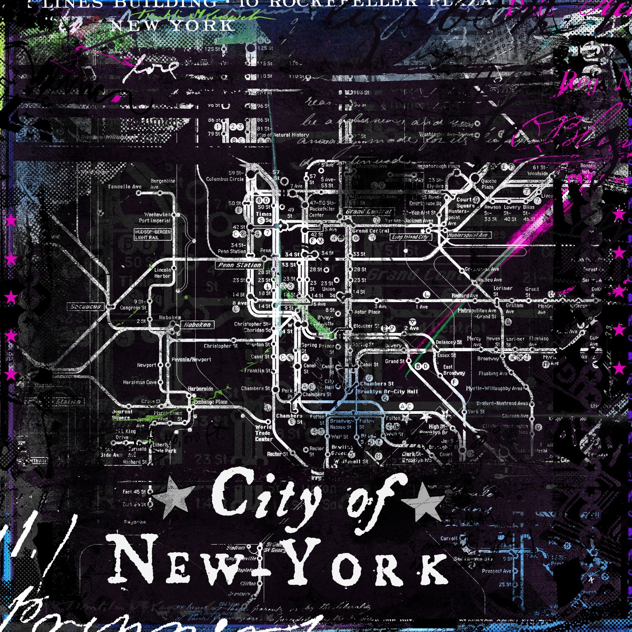 Ciudad de nueva york, 2014 (técnica mixta sobre lienzo) de Teis Albers