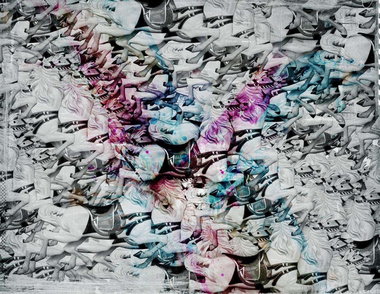 Crazy Horses, 2014 (Collage sobre lienzo) de Teis Albers