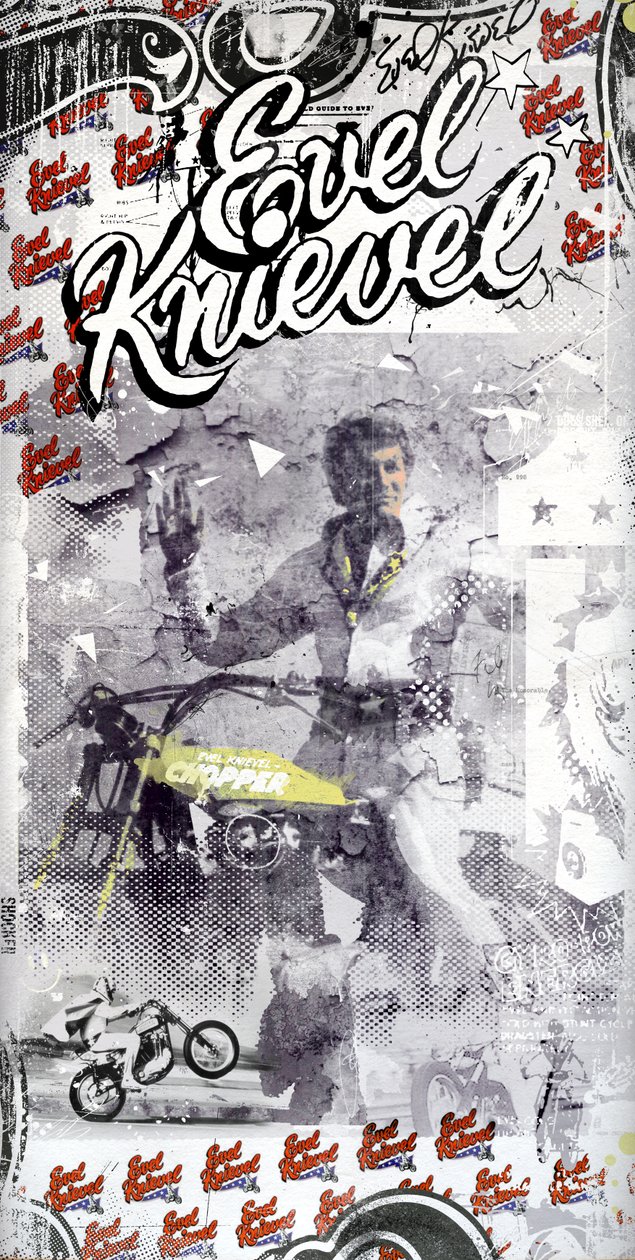 Evel Knievel, 2015 (Collage sobre lienzo) de Teis Albers