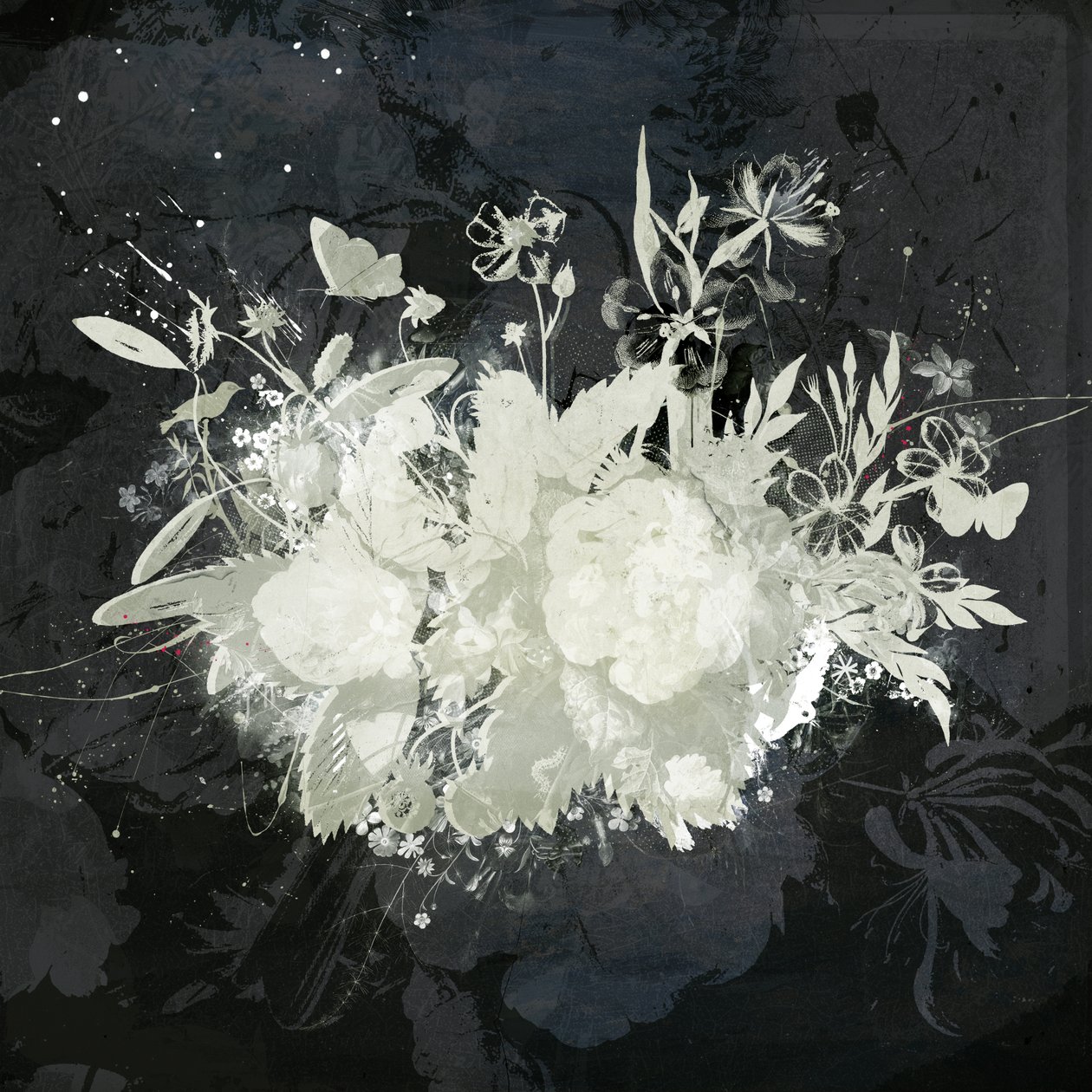 Silueta floral, 2015 (Collage sobre lienzo) de Teis Albers