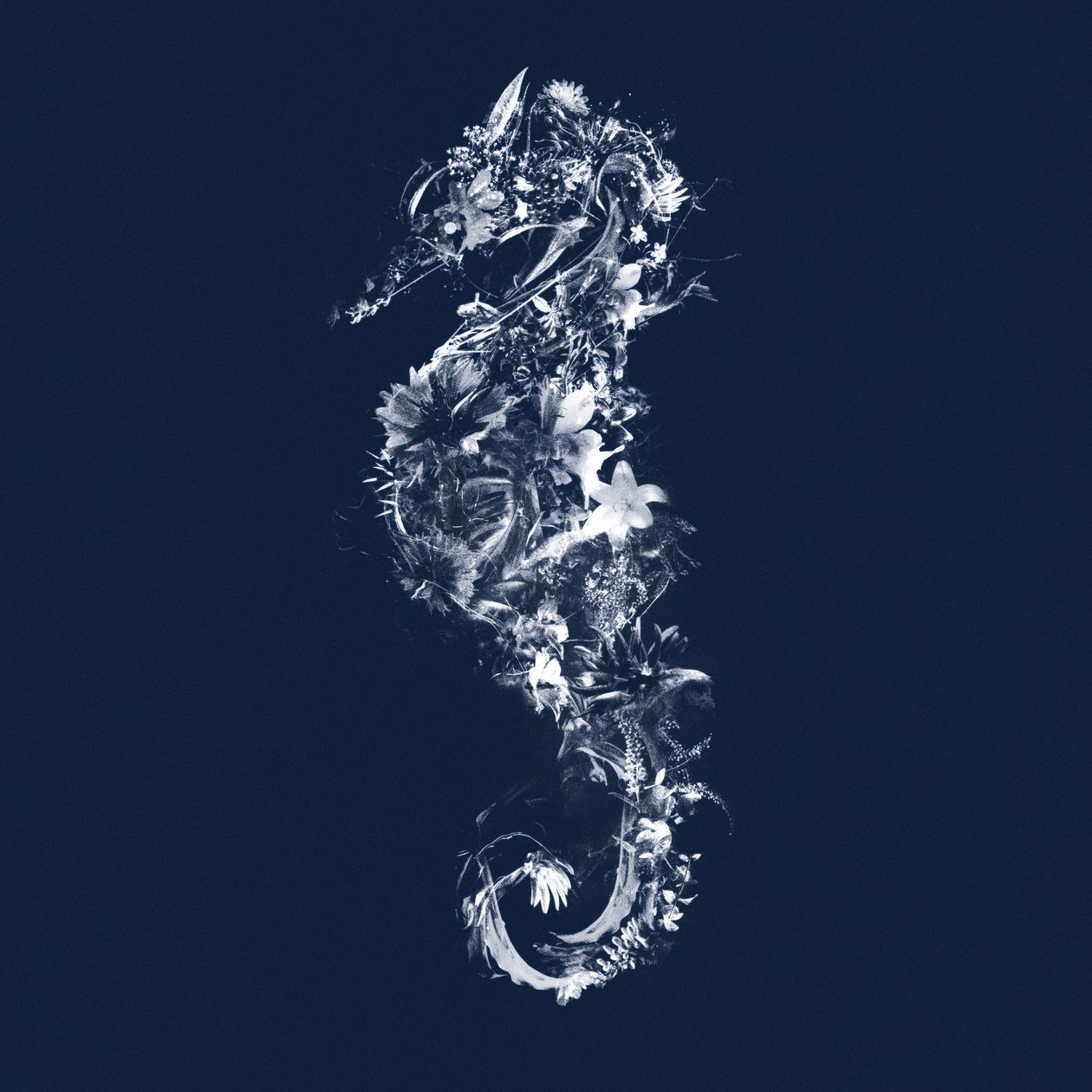 Floralseahorse, 2019 (técnica mixta sobre lienzo) de Teis Albers