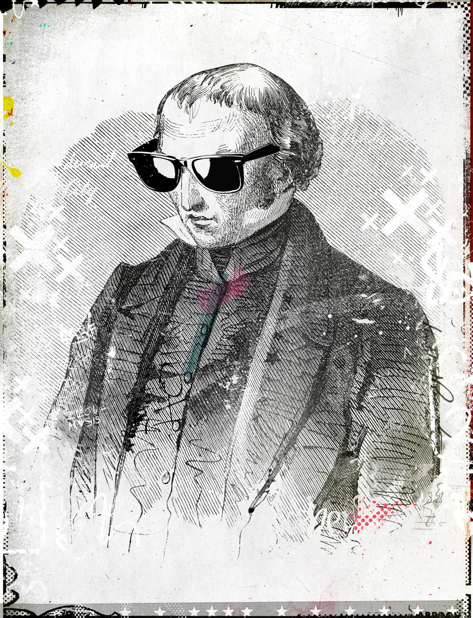 Sr. gafas de sol, 2015 (Collage sobre lienzo) de Teis Albers