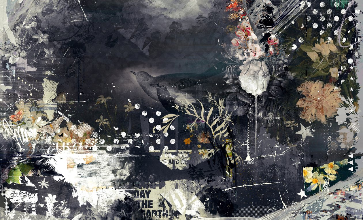 En una rama, 2015 (Collage sobre lienzo) de Teis Albers