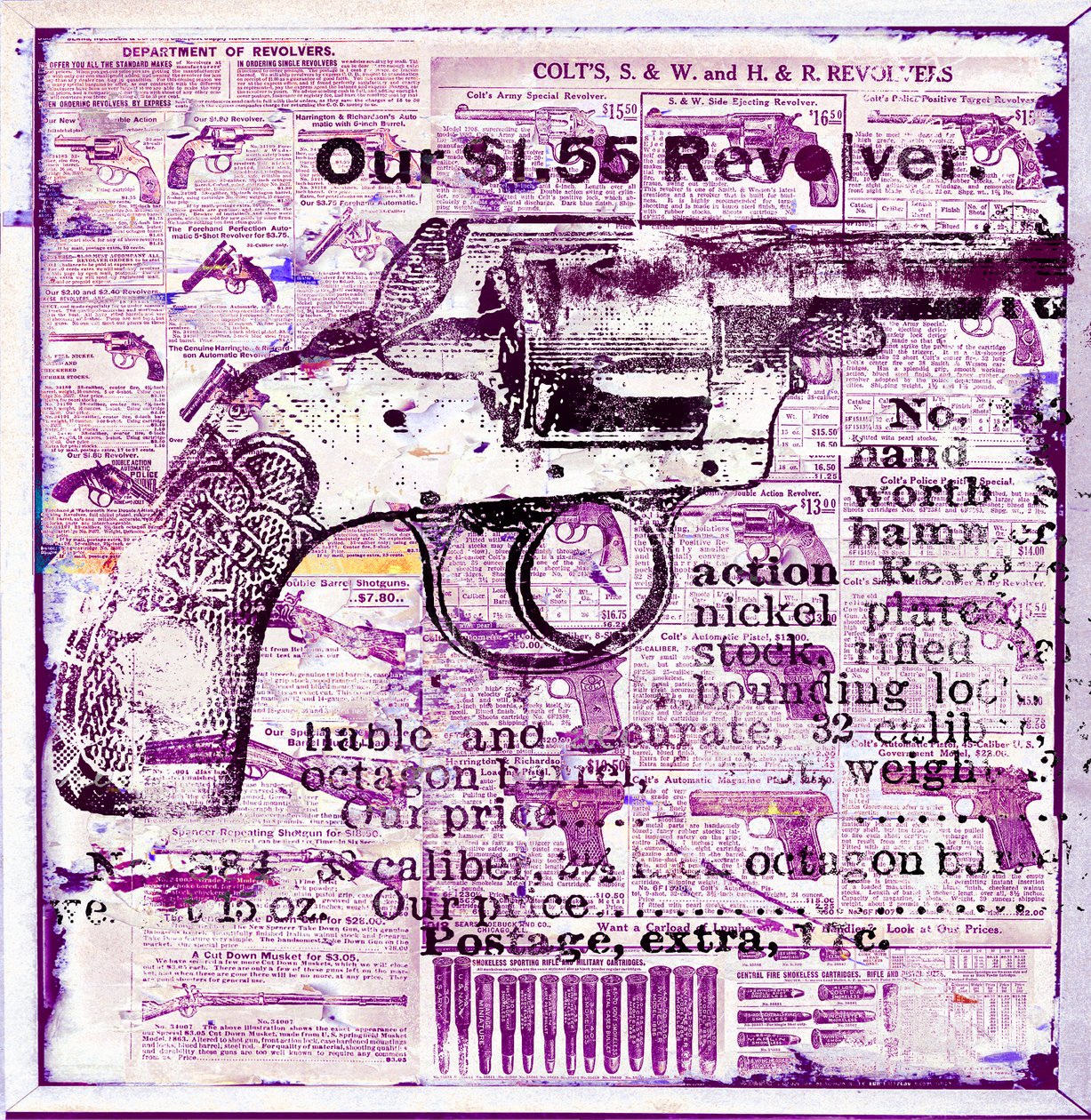 Nuestro revólver 1.55, 2015 (técnica mixta sobre lienzo) de Teis Albers