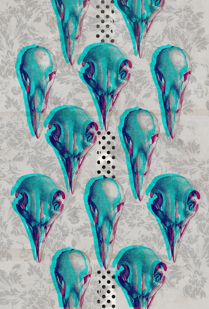 Serie de calaveras, 2016 (Collage sobre lienzo) de Teis Albers