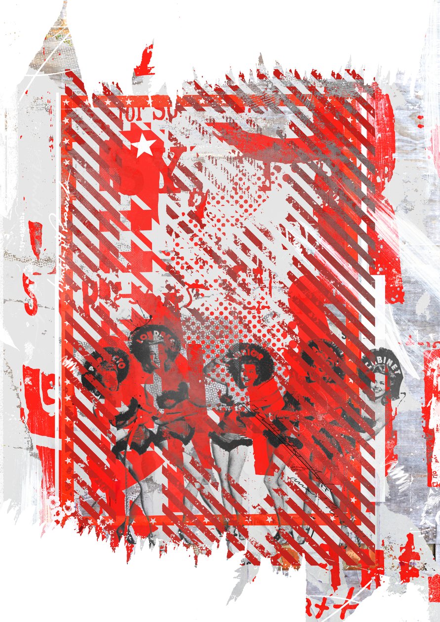 Tracy y sus amigos, 2015 (Collage sobre lienzo) de Teis Albers