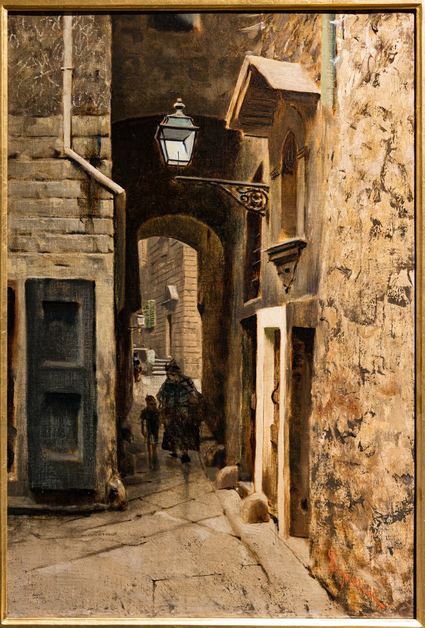 Calle Cavalieri en el antiguo gueto de Florencia, c.1882 (óleo sobre lienzo) de Telemaco Signorini