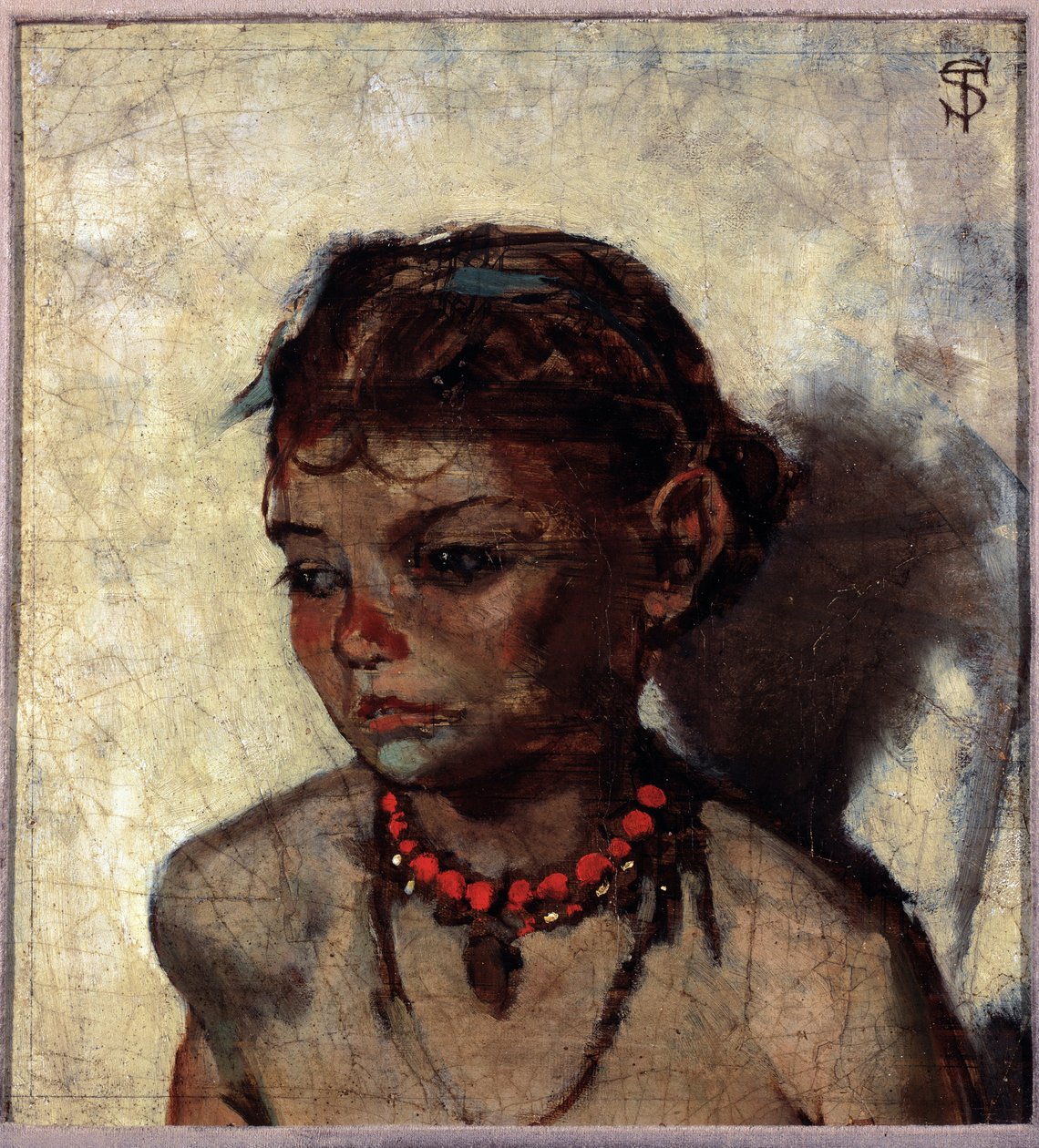Joven con collar de coral de Telemaco Signorini