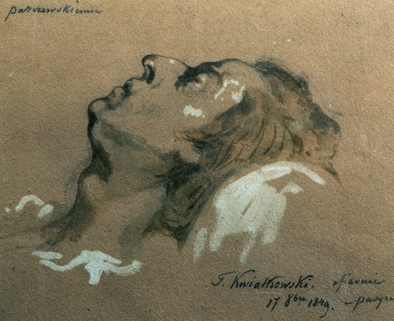 El compositor y pianista polaco Frederic Chopin (1810-1840) en su lecho de muerte, boceto de Teofil Kwiatkowski (1809-1891) de Teofil Kwiatkowski